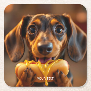 Dessous De Verre Carré Chien chaud de fantaisie mignon