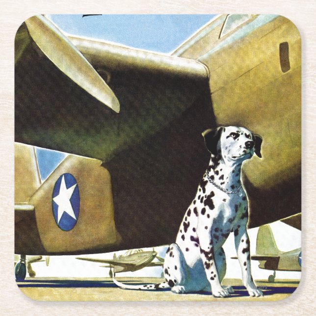 Dessous De Verre Carré Chien de l'armée (Devant)