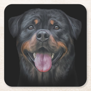 Dessous De Verre Carré Chien de Rottweeter