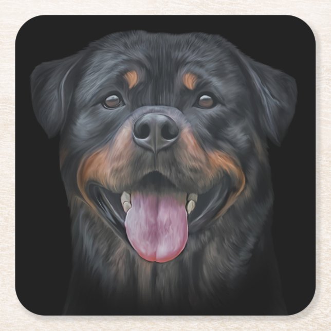 Dessous De Verre Carré Chien de Rottweeter (Devant)