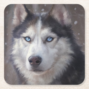 Dessous De Verre Carré Chien sibérien Husky