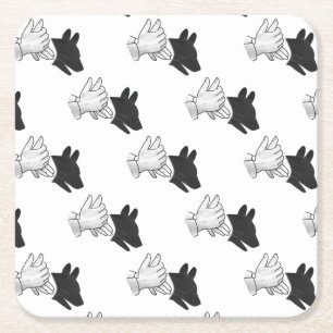Dessous De Verre Carré Chien Silhouette main