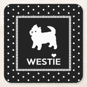 Dessous De Verre Carré Chiens de Westie de point de polka - terriers des