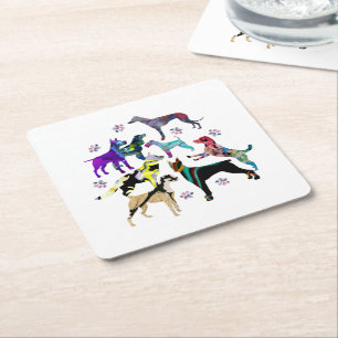 Dessous De Verre Carré Chiens et pattes