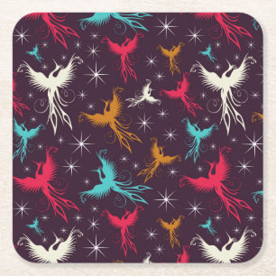 Dessous De Verre Carré Chiffre motif d'oiseaux de Phoenix