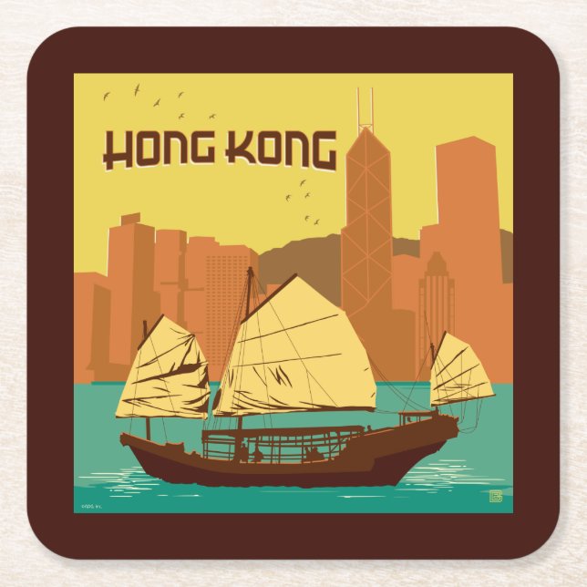Dessous De Verre Carré Chine | Hong Kong (Devant)