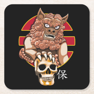 Dessous De Verre Carré Chinois Lion guardian - Foo Dog