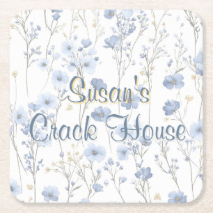 Dessous De Verre Carré Chinoiserie Toile Bleue Paon Mahjong Personnalisé
