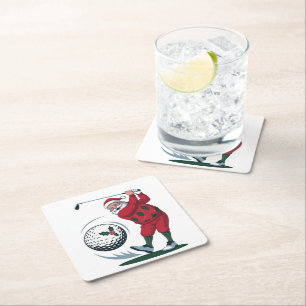 Dessous De Verre Carré Chirstmas Imaginaire Golf Jouer Père Noël