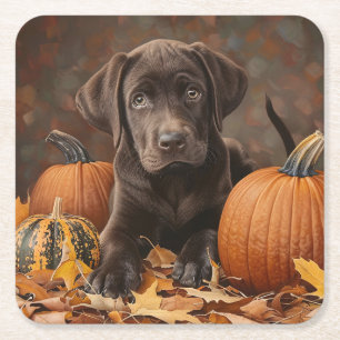 Dessous De Verre Carré Chocolat Labrador Retriever Automne