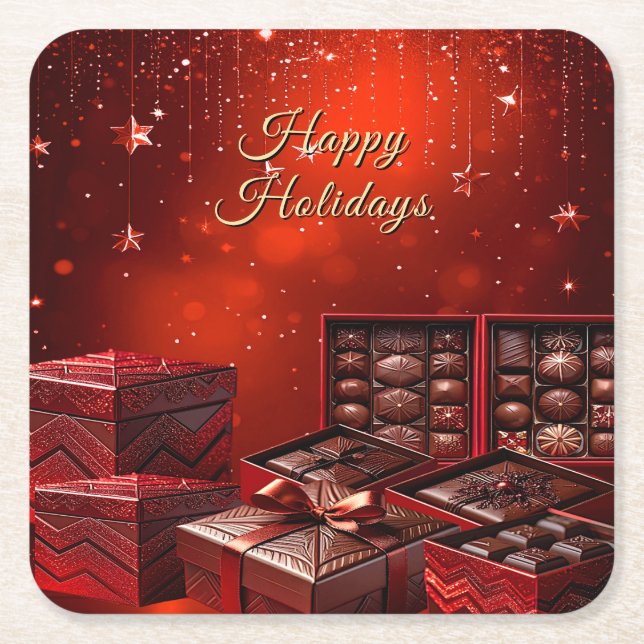 Dessous De Verre Carré Chocolate Candy Holiday Paper Coaster (Devant)