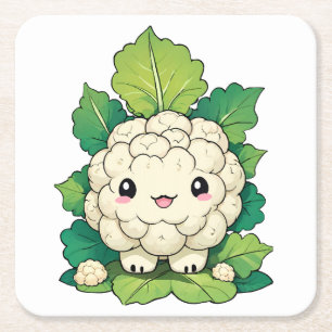 Dessous De Verre Carré Chou-fleur Kawaii
