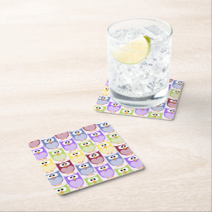 Dessous De Verre Carré Chouettes mignonnes, Chouette Motif, Chouettes pou