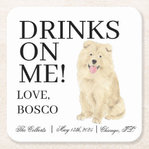 Dessous De Verre Carré Chow Chow Chien Mariage