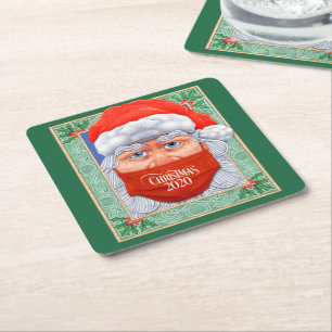 Dessous De Verre Carré Christmas 2020 Santa Claus in Mask