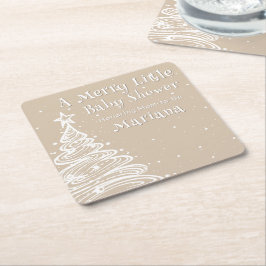 Dessous De Verre Carré Christmas Boho Beige Neutral Baby Shower