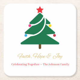 Dessous De Verre Carré Christmas Coaster with Holiday Motifs