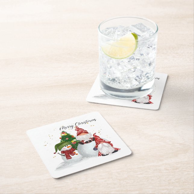Dessous De Verre Carré Christmas Gnomes (En situation)