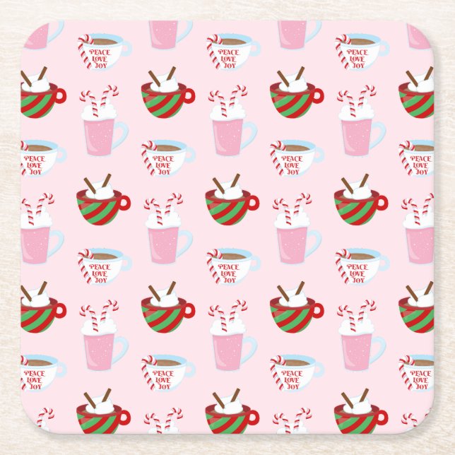 Dessous De Verre Carré Christmas Hot Cocoa Pattern (Devant)