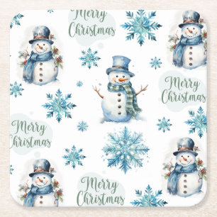 Dessous De Verre Carré Christmas Snowman