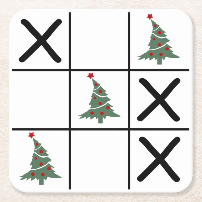 Dessous De Verre Carré Christmas Tic Tac Toe (Devant)