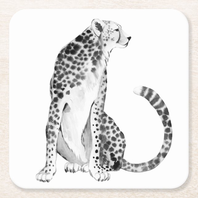 Dessous De Verre Carré Chrome Cheetah (Devant)