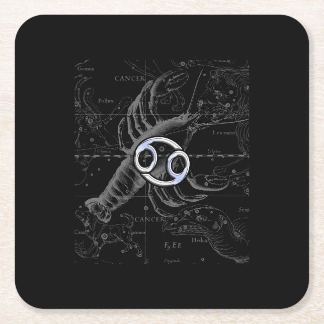 Dessous De Verre Carré Chrome comme Cancer Zodiac Connexion Hevelius (Devant)