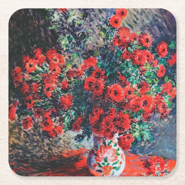 Dessous De Verre Carré Chrysanthème rouge, Monet (Devant)