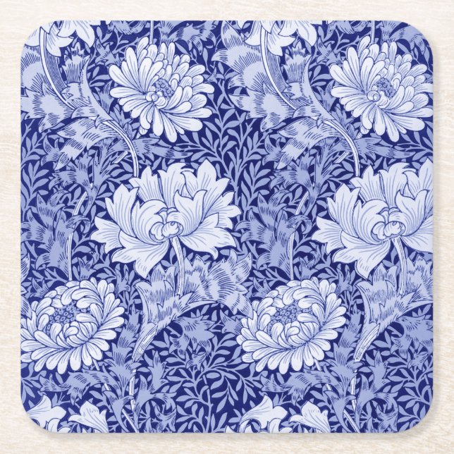 Dessous De Verre Carré Chrysanthemum Blue, William Morris (Devant)