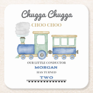 Dessous De Verre Carré Chugga Choo, train bleu pour le 2e anniversaire du