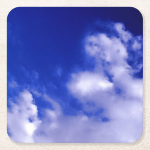 Dessous De Verre Carré Ciel bleu et nuages blancs