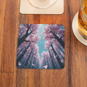 Dessous De Verre Carré Ciel en fleurs de cerisier enchanté - Style Anime