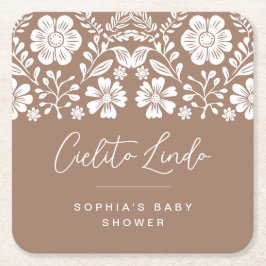 Dessous De Verre Carré Cielito Lindo Baby shower Terracotta Invitation