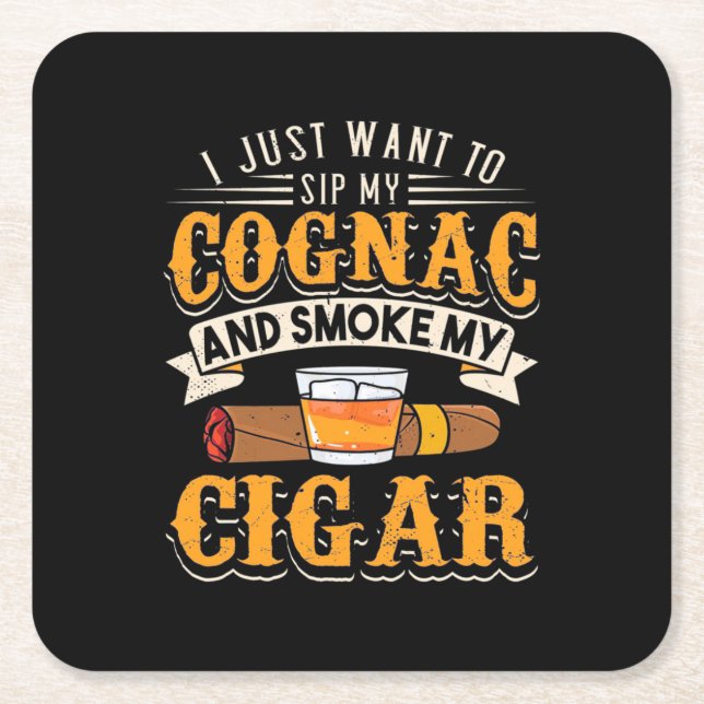 Dessous De Verre Carré Cigar Lover | Mon Cognac Et Fumer Mon Cigar (Devant)