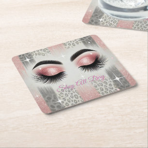 Dessous De Verre Carré Cils scintillants rose glamour 