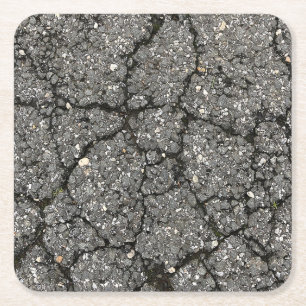 Dessous De Verre Carré Ciment de pavage de rue d'asphalte noir