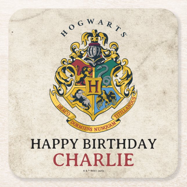 Dessous De Verre Carré Cimier de Poudlard Harry Potter Anniversaire (Devant)