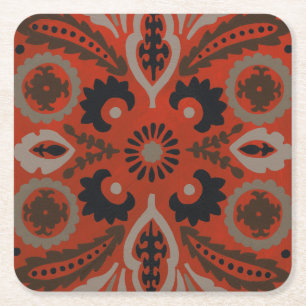 Dessous De Verre Carré Cinabre Suzani II