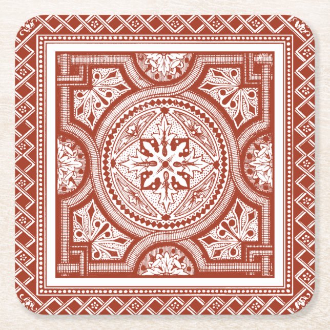 Dessous De Verre Carré Cinnabar Woodblock IV (Devant)