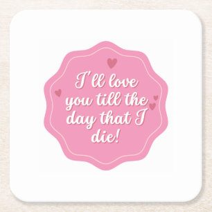 Dessous De Verre Carré Citation Rose Pastel
