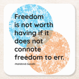 Dessous De Verre Carré Citations de liberté du Mahatma Gandhi
