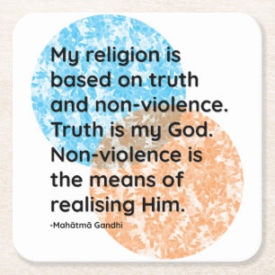 Dessous De Verre Carré Citations religieuses du Mahatma Gandhi