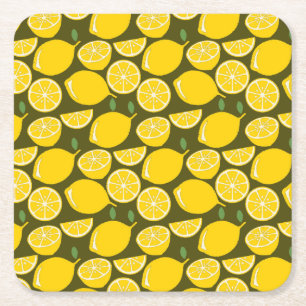 Dessous De Verre Carré Citron Jaune Moderne Amusant mignon