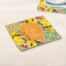 Dessous De Verre Carré Citron Méditerranée 60e Anniversaire Orange