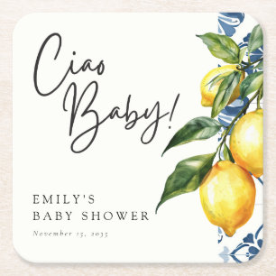 Dessous De Verre Carré Citron Positano Baby shower italien