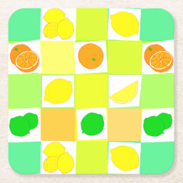 Dessous De Verre Carré Citron vert et oranges Dessous de verre aux fruits