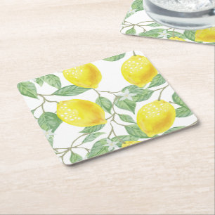 Dessous De Verre Carré Citrons jaunes sur vigne