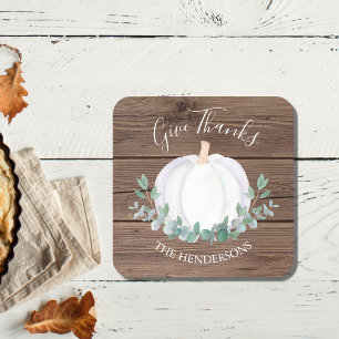 Dessous De Verre Carré Citrouille Barn Wood Thanksgiving