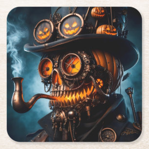 Dessous De Verre Carré Citrouille Jack-O-Lantern Steampunk Gothique Hallo