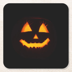 Dessous De Verre Carré Citrouille lumineuse Jack O Lantern